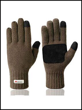 Mens Winter Warm Knitted Thermal Touchscreen Gloves 3M Thinsulate Lined
